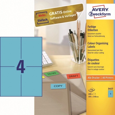 Avery Zweckform 100 listů, A4, modré 3457