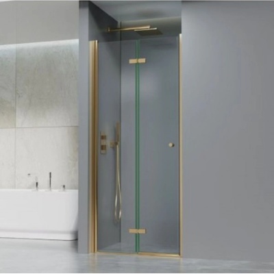 Inter Ceramic Стъклен параван за баня 114, сгъваем, златен мат 90х200 см или 100x200 см