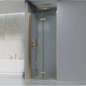 Inter Ceramic Стъклен параван за баня 114, сгъваем, златен мат 90х200 см или 100x200 см
