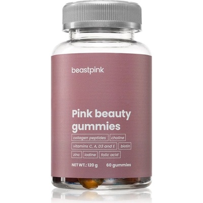 BeastPink Pink Beauty Gummies žvýkací měkké tobolky pro krásné vlasy a pokožku 176 g