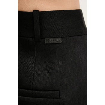 HUGO Вълнени къси панталони hugo в черно с изчистен дизайн с висока талия 50537634 (50537634)