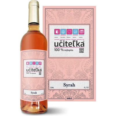 Sablio Učiteľka Syrah ružové suché víno 12 % 0,75 l (čistá fľaša)