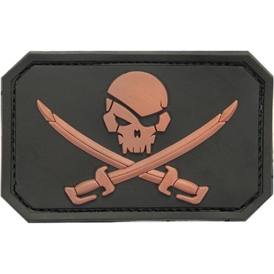 Plastové 3D patche 3D gumová nášivka PIRATE SKULL Patch - Čierna / piesková