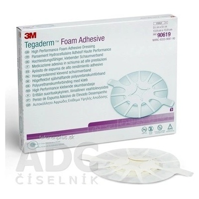3M TEGADERM Foam Adhesive (90619) penové krytie na rany, adhezívne, lakeť/päta 13,9 cm x 13,9 cm, 1x5 ks
