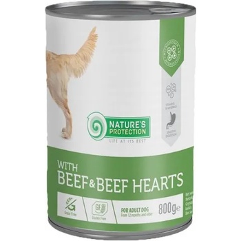 AKVATERA Nature's Protection DOG Adult Beef & Beef Hearts - консерва с говеждо и говежди сърца за израснали кучета, 800 гр