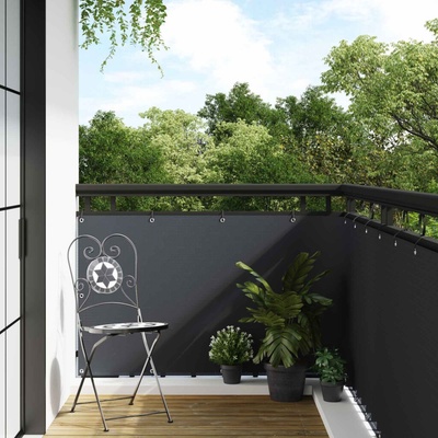 OMAXI Balkonová Clona s Očičkami 1000 x 100 cm polyratan Antracitová 709072