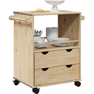 vidaXL Кухненска количка OTTA 59x45x80 см борово дърво масив (4013465)