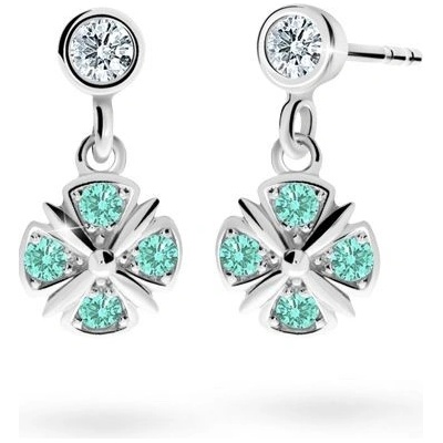 Danfil dětské náušnice C2245 z bílého zlata s kamínky Mint Green zapínání balónek
