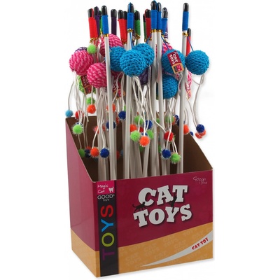 Magic Cat šidítko míček s bambulkami bavlněný 15cm + 45cm