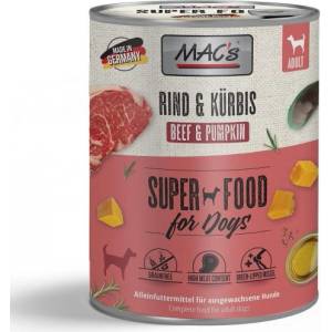 MAC's Mac’s Dog Adult, консерва за пораснали кучета, БЕЗ ЗЪРНО, с говеждо и тиква (мин. 70% месо), 800 гр - Германия - 903VE