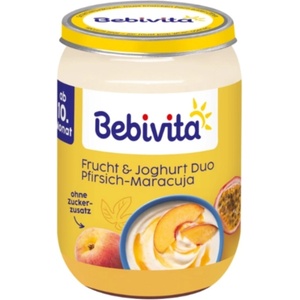 Bebivita Био плодово пюре Bebivita - Йогурт с плодове и праскова и маракуя, 190 g - baby