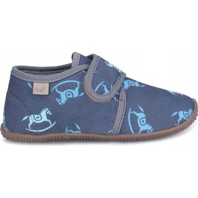Papuče Barefoot pre deti tmavomodré s koníkami