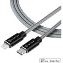 Tactical KP31195 Aramid extra pevný USB-C/Lighting MFI, 1m, sivý