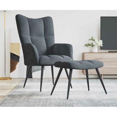 vidaXL relaxační se stoličkou samet 328089 tmavě šedá