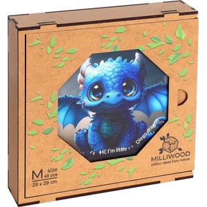 Milliwood Дървен пъзел Milliwood от 46 части - Дракончето Диего (размер M) (OM-DiegoDragon-5005)
