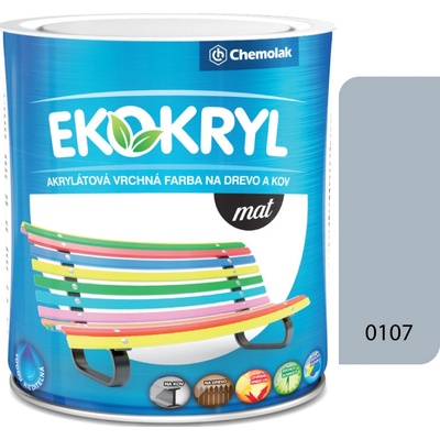 CHEMOLAK EKOKRYL Mat V2045 0107 svetlá sivá 0,6l