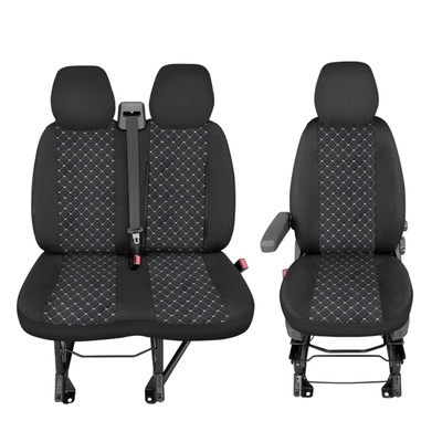 Тапицерия черна с бял шев за бус Peugeot Boxer, Fiat Ducato, Citroen Jumper 2015