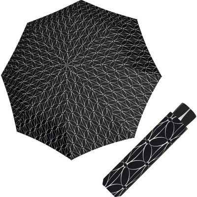 Doppler Fiber Mini Black White rings dámsky skladací dáždnik černý