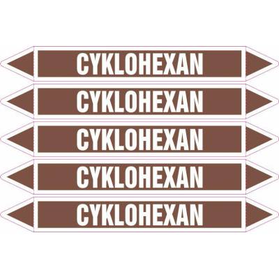 Grafiko | Cyklohexan - dle ČSN 13 0072 - Materiál fólie s ochrannou laminací, Rozměr aršík 5ks šipka 212x26mm