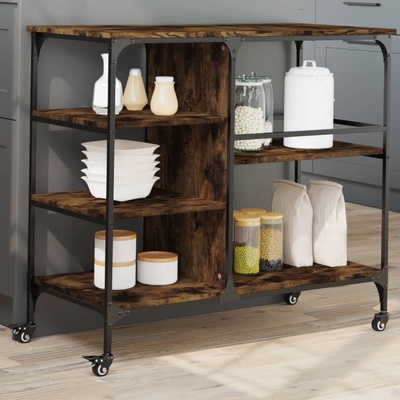 vidaXL Кухненска количка, опушен дъб, 100x45x89, 5 см, инженерно дърво (842383)