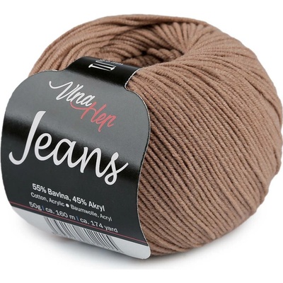 Pletací příze Jeans 50 g Varianta: 4 (8217) hnědá světlá, Balení: 1 ks 61353/158978/284763