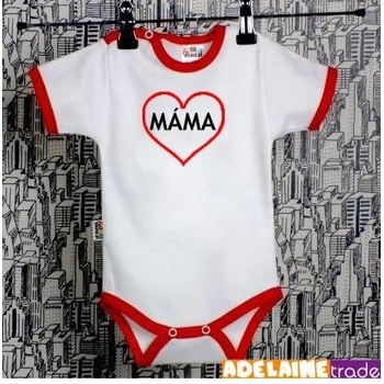 Body krátký rukáv SRDIEČKO MAMA biele červený lem