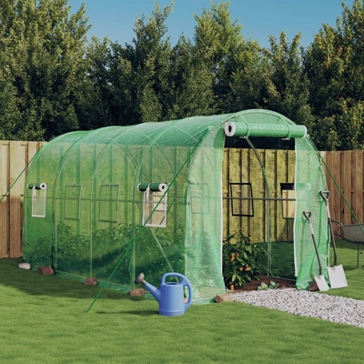 vidaXL Skleník s ocelovým rámem Zelený 8 m² 4x2x2 m