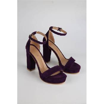 Moda Trend Дамски велурени сандали с висок ток - Лилави #329426 (329426_Лилав)