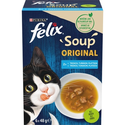 Felix Soup Original s treskou tuňákem a platýsem 6 x 48 g – Zbozi.Blesk.cz