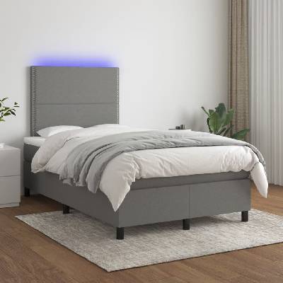 Petrashop 3134782 boxspring postel s matrací a LED tmavě šedá textil