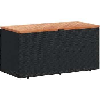 Външна кутия за съхранение черна 110x50x54 см PE ратан акация