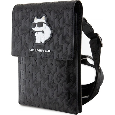 Púzdro Karl Lagerfeld Saffiano Monogram Wallet Phone Bag Choupette NFT, čierne