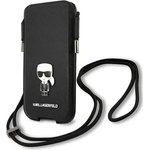KARL LAGERFELD Karl Lagerfeld KLHCP12LOPHKMK Saffiano Ikonik универсален калъф, до 6.7", черен (KLD874BLK)
