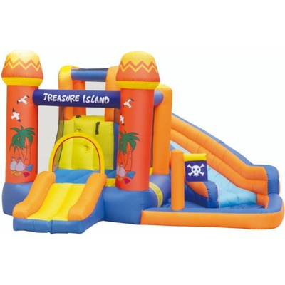 Pepita Pirátsky skákací hrad do vody 340x340x215cm so šmykľavkou oranžovo-modrá