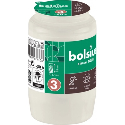 Náplň Bolsius, 50 h, 152 g, 57x94 mm, do kahanca, biela, olej