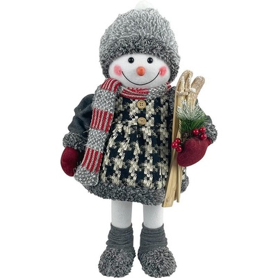 MagicHome Dekorace Sněhulák dívka s lyžemi 50 cm ST8090572