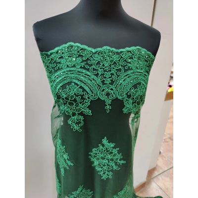 Krajka zelená smaragdová farba š.130cm