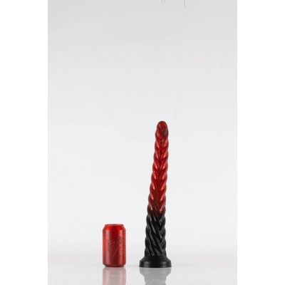 Twisted Beast Depths of Hell Demon Blood Ombre Medium prémiové silikónové dildo s Vac-U-Lock prísavkou 43,5 x 3,6–6,1 cm