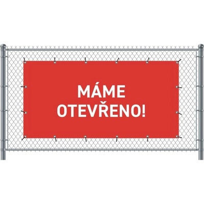 Jansen Display Standardní banner na plot 200 x 100 cm otevřeno čeština Červené, 2000 x 1000 mm