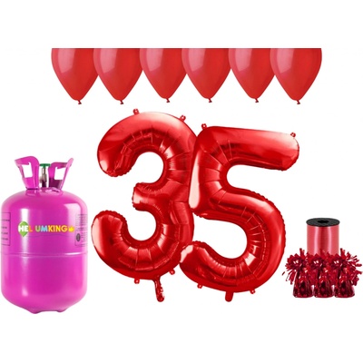HeliumKing Helium párty set na 35. narozeniny s červenými balónky