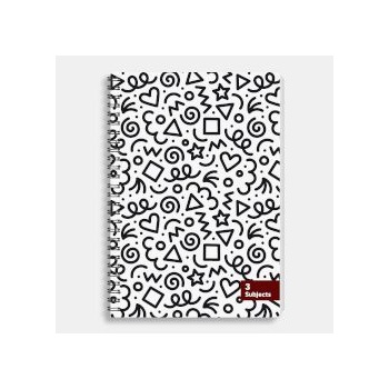 Sentio Тетрадка със спирала 17x25см, 3 теми, 105 листа Doodle