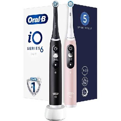 Oral-B iO Series 6 Duo Black & Pink Sand magnetické zubní kartáčky