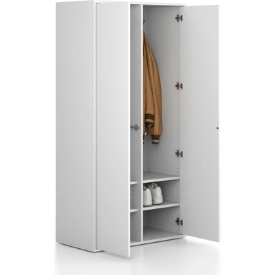 Frame Šatní skříň, 2 oddíly, 872 x 450 x 1735 mm, PUSH-lock, bílá – Zbozi.Blesk.cz
