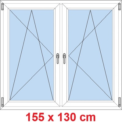 Soft Dvoukřídlé plastové okno 155x130 cm OS+OS se sloupkem Bílá