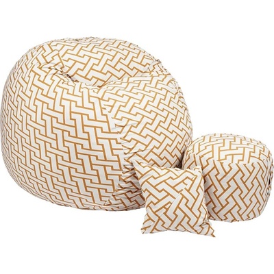 PUFRELAX Комплект Барбарон с табуретка за крака и декоративна възглавница 700л. King Size, Zappity Orange, Перящ се калъф, Пълнеж с микс от мемори пяна и дунапрен, Гама Premium (PUF-M-KOP-PT-ZAO)