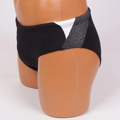 Мъжки бански-слип в черно с интересна декорация