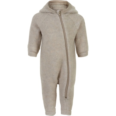 Merino kombinéza na zips s ušami béžová Melange Offwhite Mikk Line
