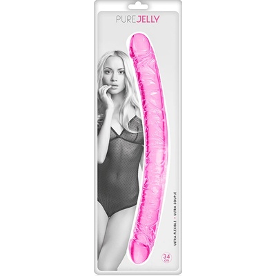 Pure Jelly Flexibilní oboustranné dildo 34 x 3,4 cm Růžová