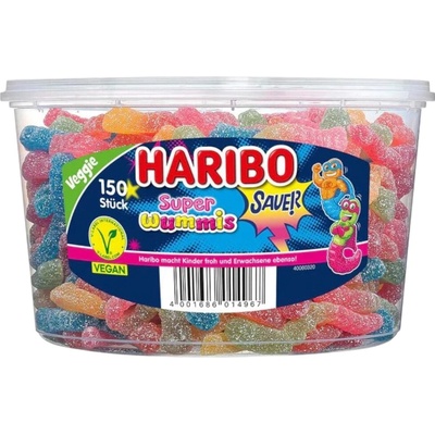 Haribo Super Wummis Sauer kyselé dlouhé červy box 150 ks 1,05 kg