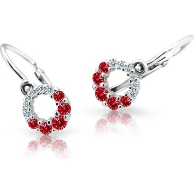 Danfil dětské náušnice C2154 z bílého zlata s kamínky Ruby Dark zapínání brizura
